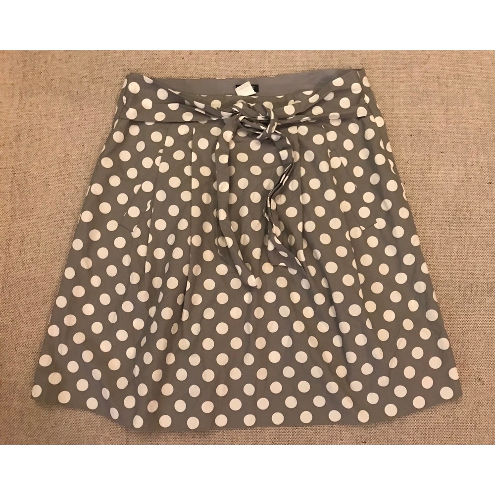 J Crew Women's Skirt Gray Size 4 Polkadot Front Knot Pockets #268